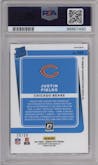 Justin Fields from the 2021 Panini Donruss Optic set featuring a Pink Velocity parallel graded by PSA and given an overall grade of 9.