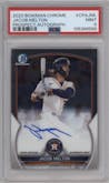 Jacob Melton from the 2023 Bowman Chrome set graded by PSA and given an overall grade of 9.