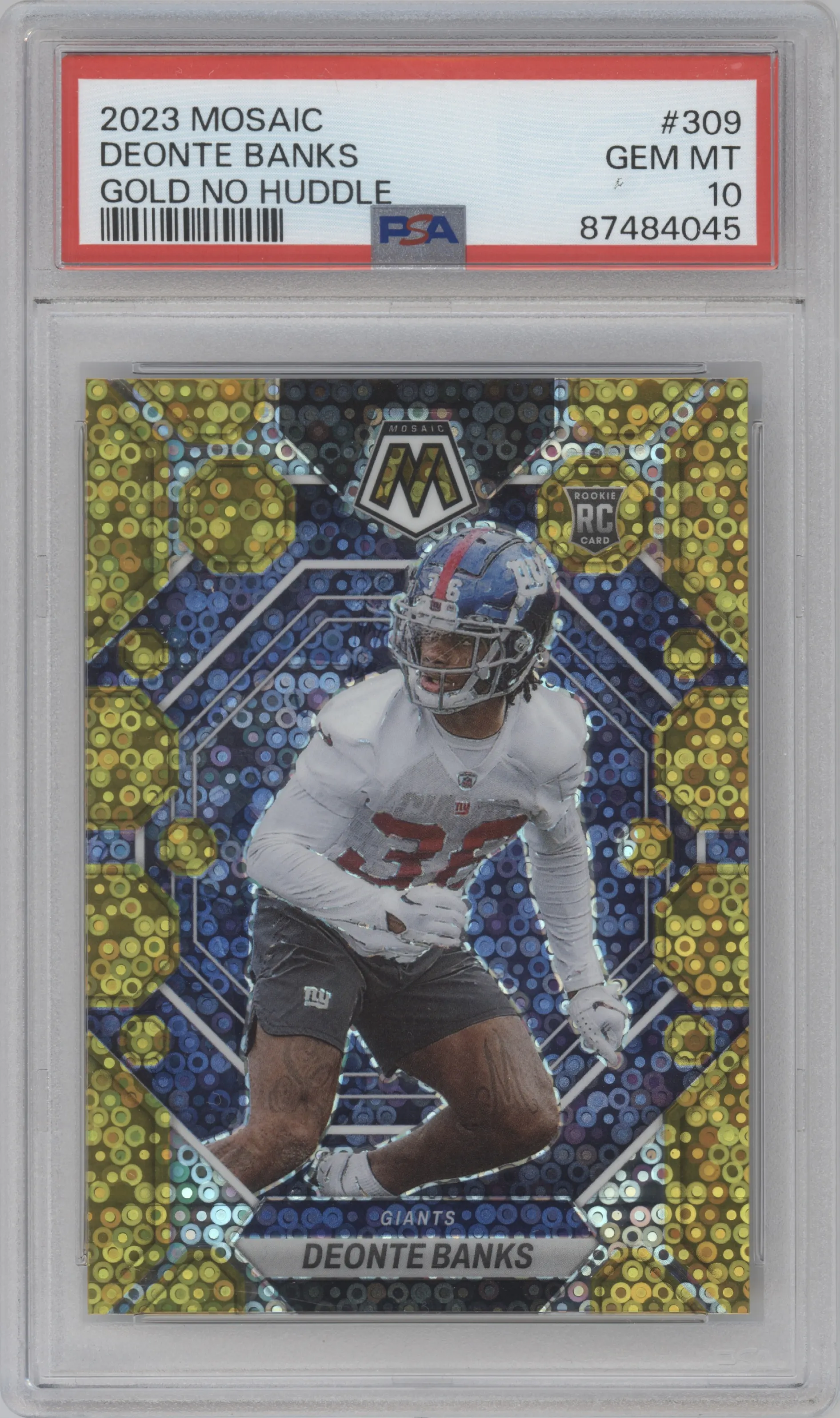 2023 Panini Mosaic Deonte Banks No Huddle Gold #309 PSA 10