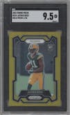Jayden Reed from the 2023 Panini Prizm set featuring a Gold Prizm parallel graded by SGC and given an overall grade of 9.5.