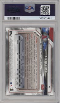 Shohei Ohtani from the 2018 Bowman set graded by PSA and given an overall grade of 10.