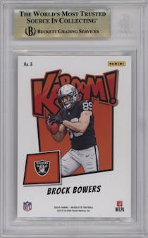 Brock Bowers from the 2024 Panini Absolute set graded by Beckett and given an overall grade of 9.5.
