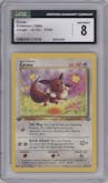 Eevee from the 1999 Pokemon set graded by CSG and given an overall grade of 8.
