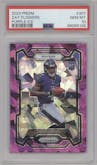 Zay Flowers  from the 2023 Panini Prizm set featuring a Purple Ice parallel graded by PSA and given an overall grade of 10.