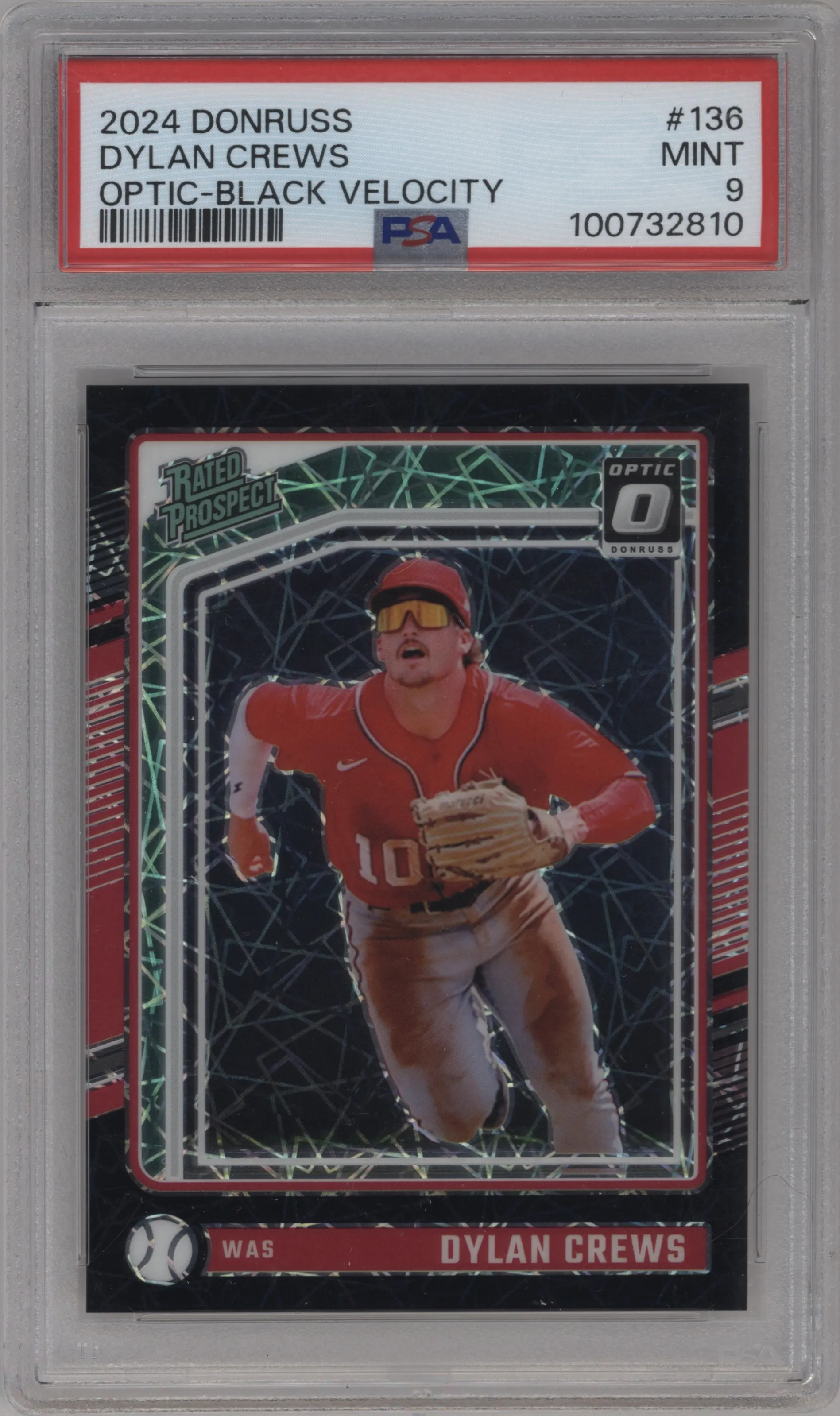 2024 Panini Donruss Rtd.Pros.Optic Dylan Crews Black Velocity #136 PSA 9