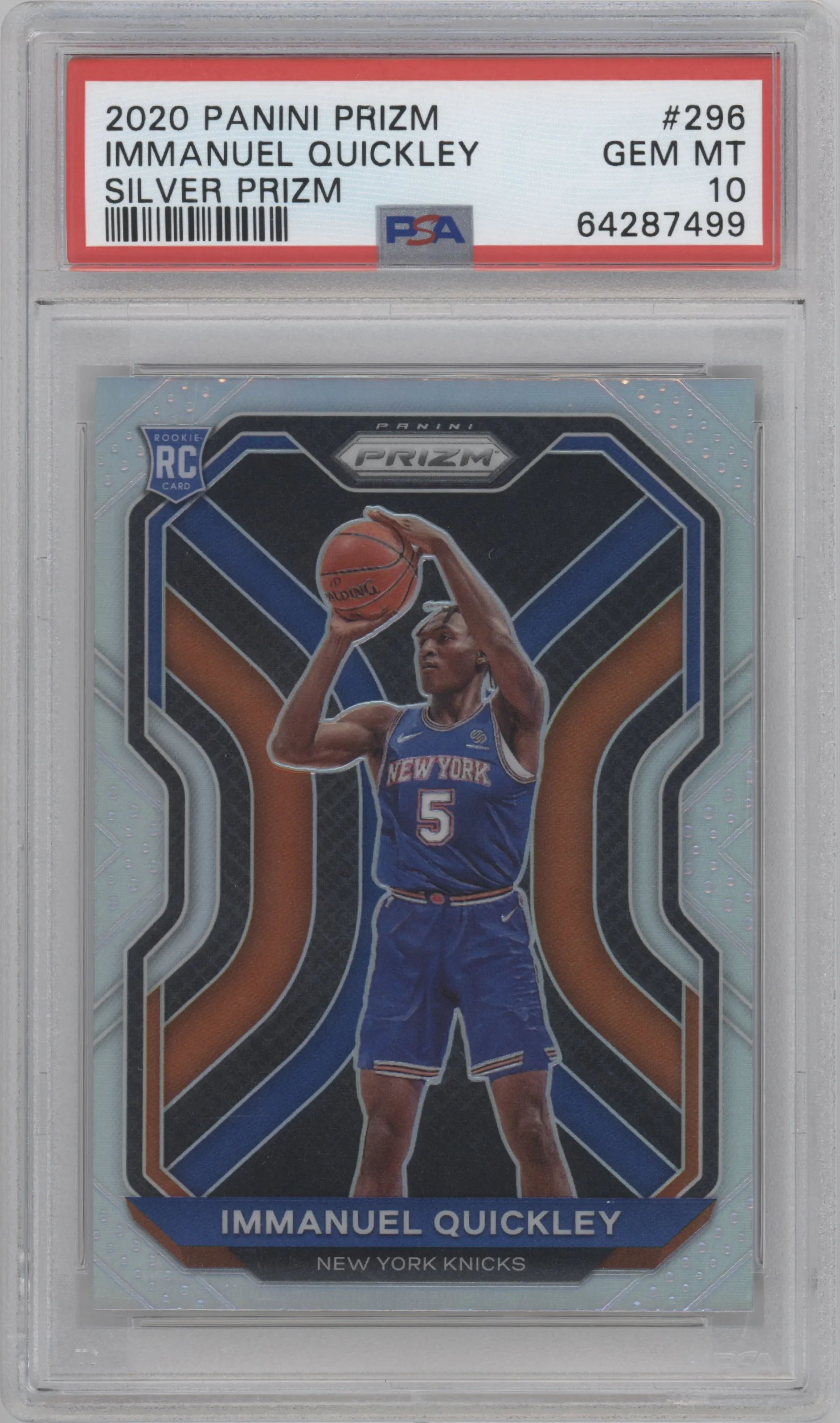 2020 Panini Prizm Immanuel Quickley Silver Prizm #296 PSA 10