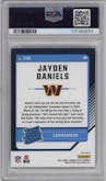 Jayden Daniels from the 2024 Donruss Optic set featuring a Holo parallel graded by PSA and given an overall grade of 9.