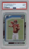 Jayden Daniels from the 2024 Donruss Optic set featuring a Holo parallel graded by PSA and given an overall grade of 9.