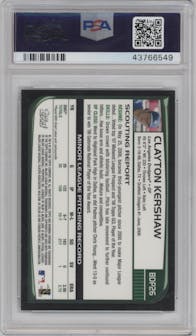 Clayton Kershaw from the 2008 Bowman Draft Picks & Prospects set graded by PSA and given an overall grade of 10.