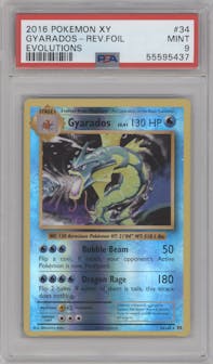Gyarados from the 2016 Pokemon XY set graded by PSA and given an overall grade of 9.