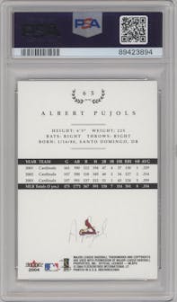 Albert Pujols from the 2004 Fleer InScribed set graded by PSA and given an overall grade of 10.