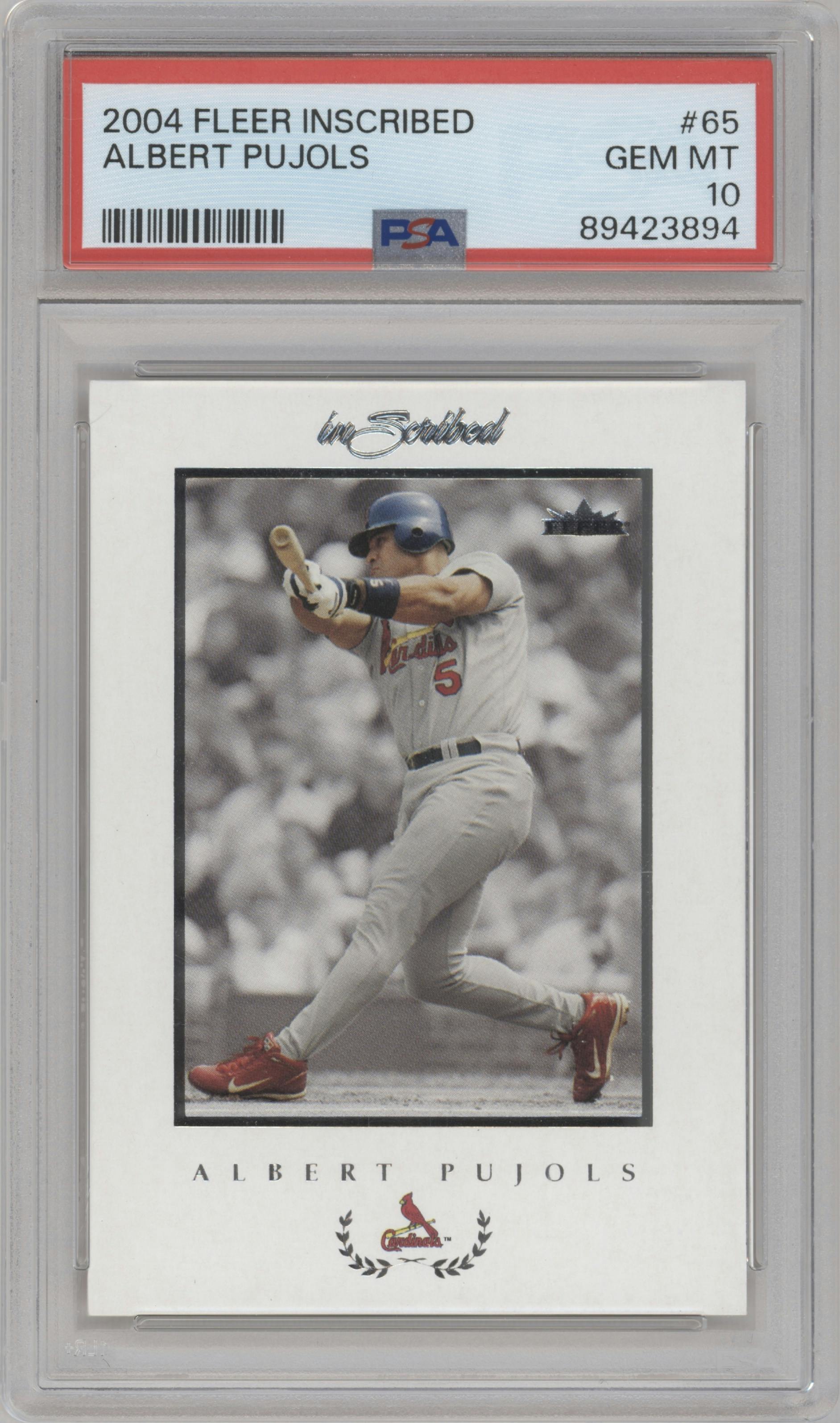 Albert Pujols from the 2004 Fleer InScribed set graded by PSA and given an overall grade of 10.