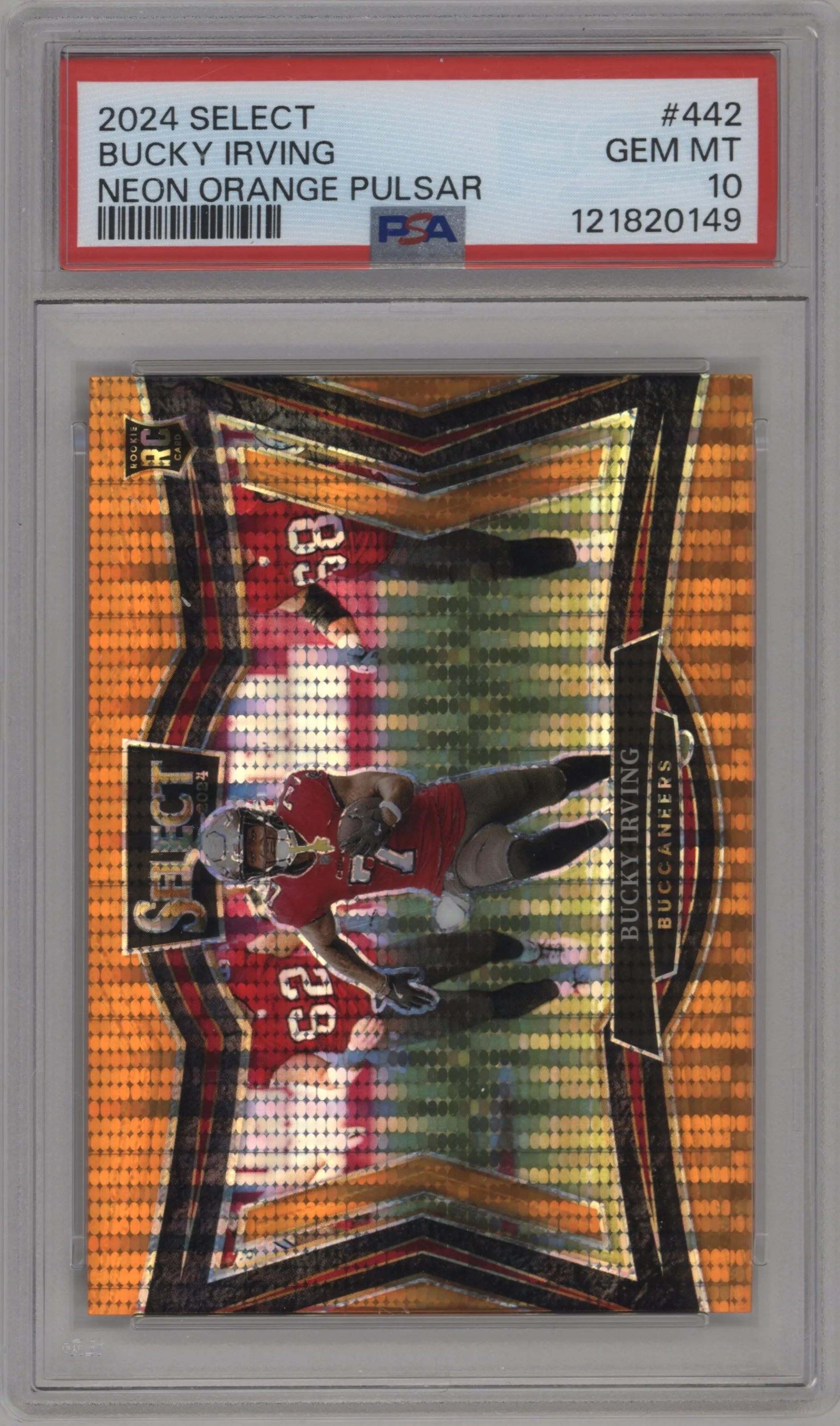 2024 Panini Select Field Lvl. Bucky Irving Neon Orange Pulsar #442 PSA 10