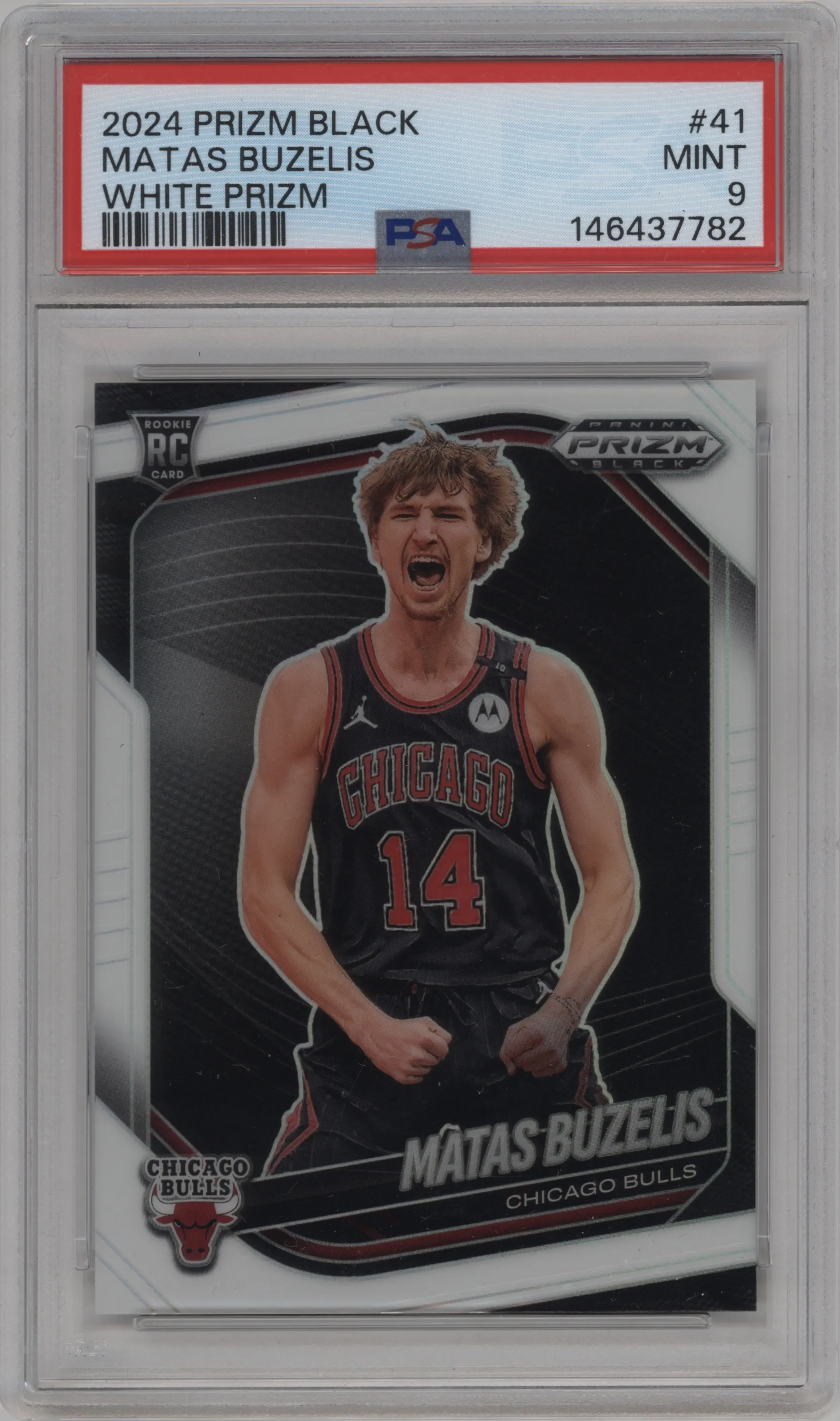 2024 Panini Prizm Black Matas Buzelis White Prizm #41 PSA 9