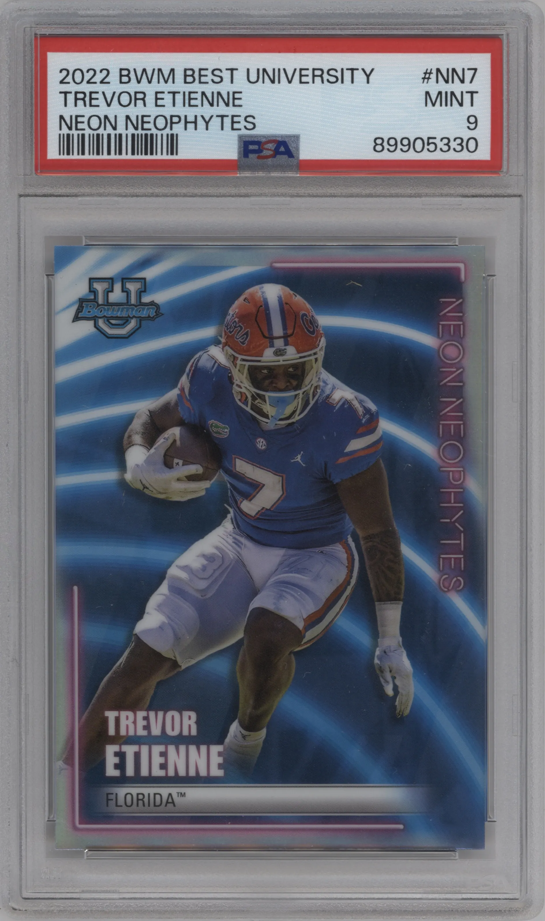 2022 Bowman’s Best University Neon Neophytes Trevor Etienne PSA 9