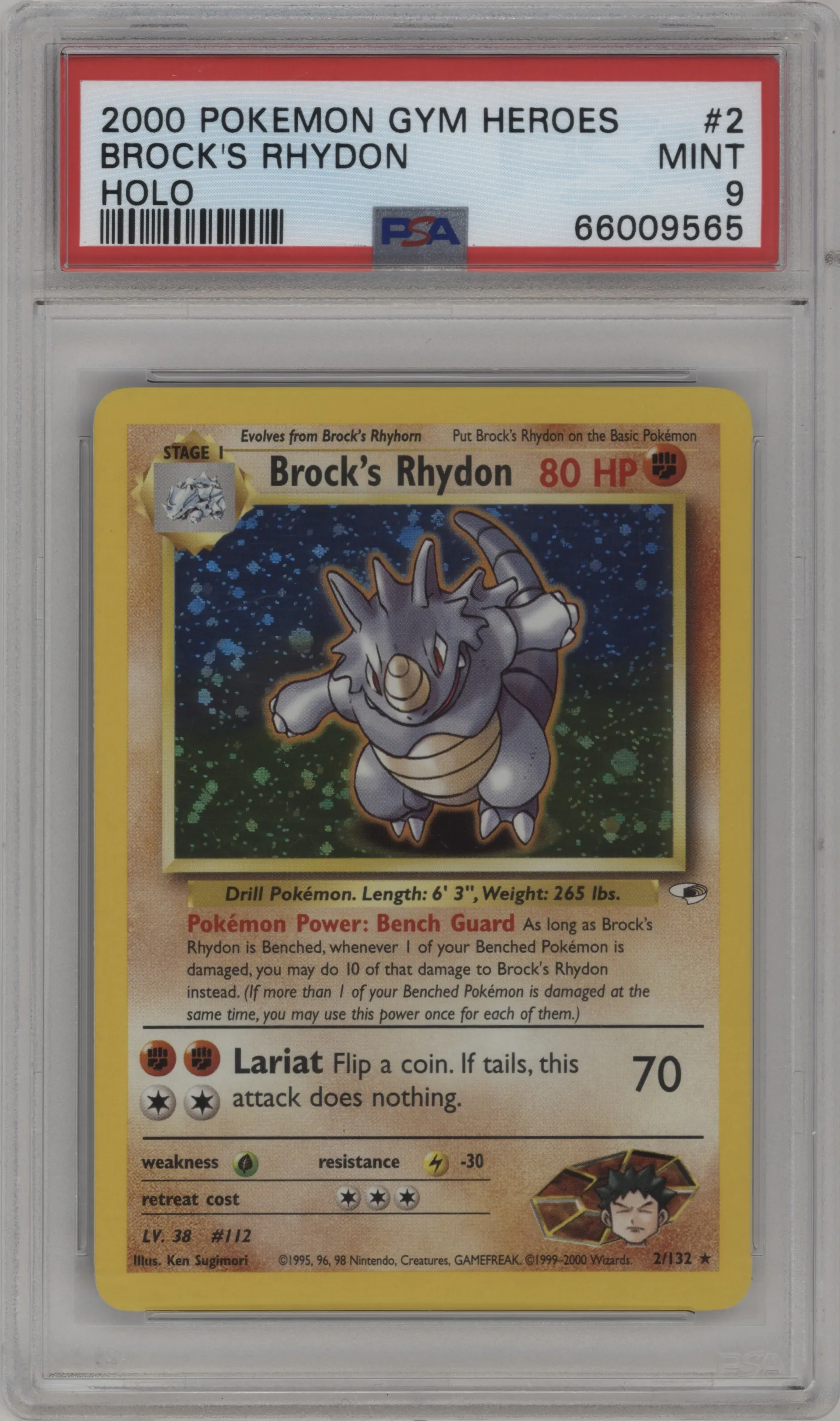 2000 Pokemon GH Gym Heroes Brock's Rhydon #2 PSA 9