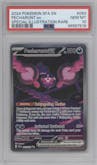 Pecharunt ex from the 2024 Pokemon SV set graded by PSA and given an overall grade of 10.