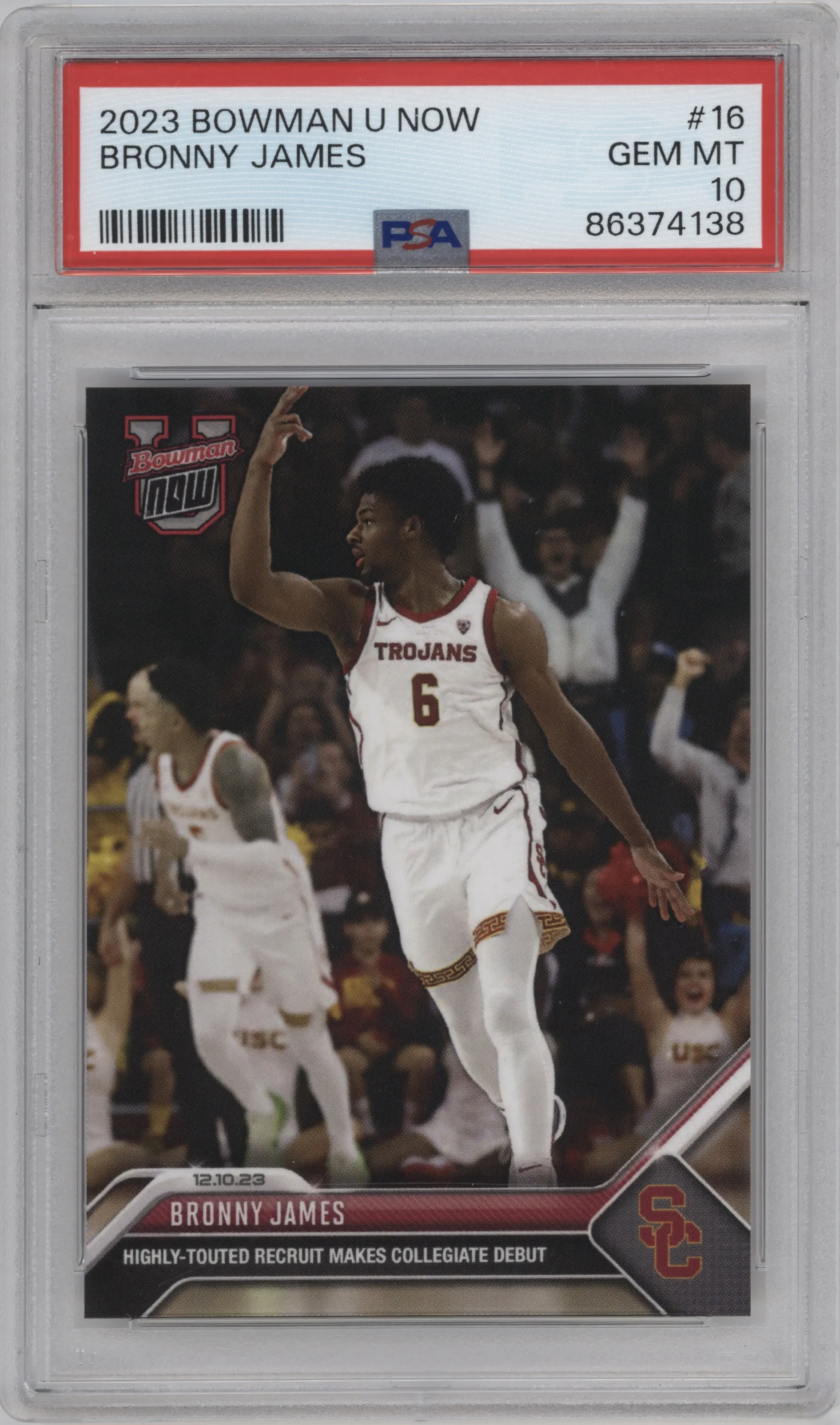 2023 Bowman U Now Bronny James PSA 10