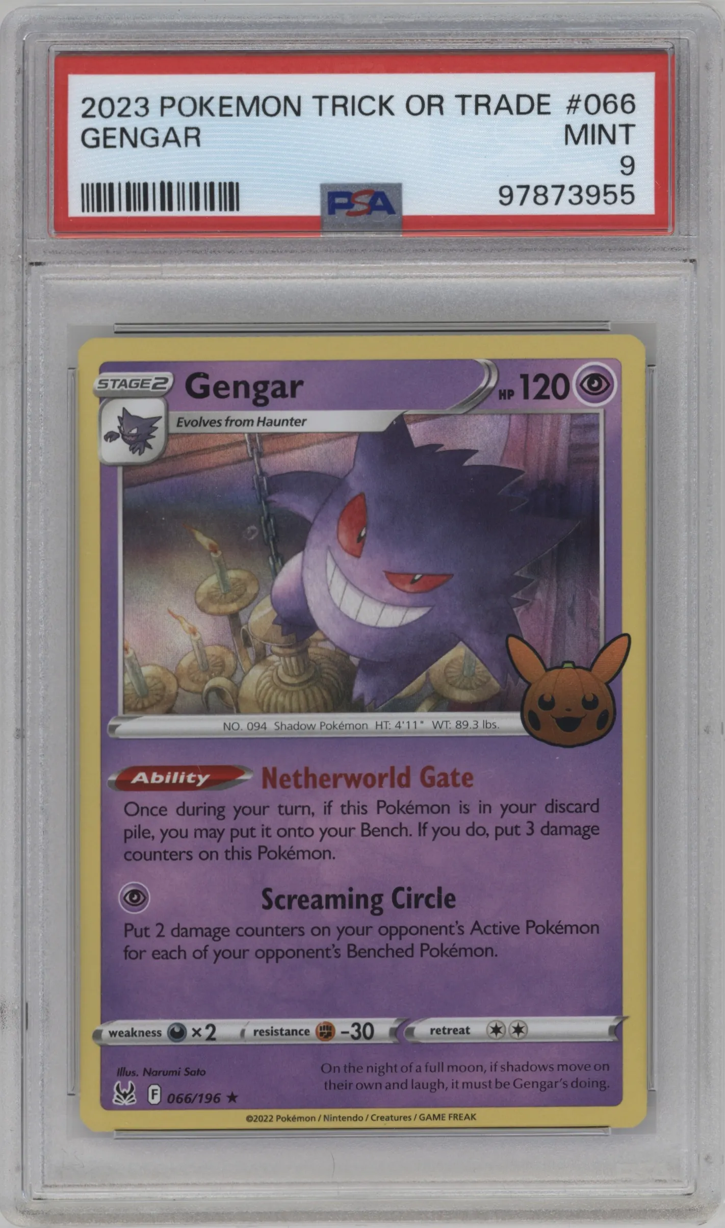 2023 Pokemon SV Trick or Trade Gengar Lost Origin #066 PSA 9