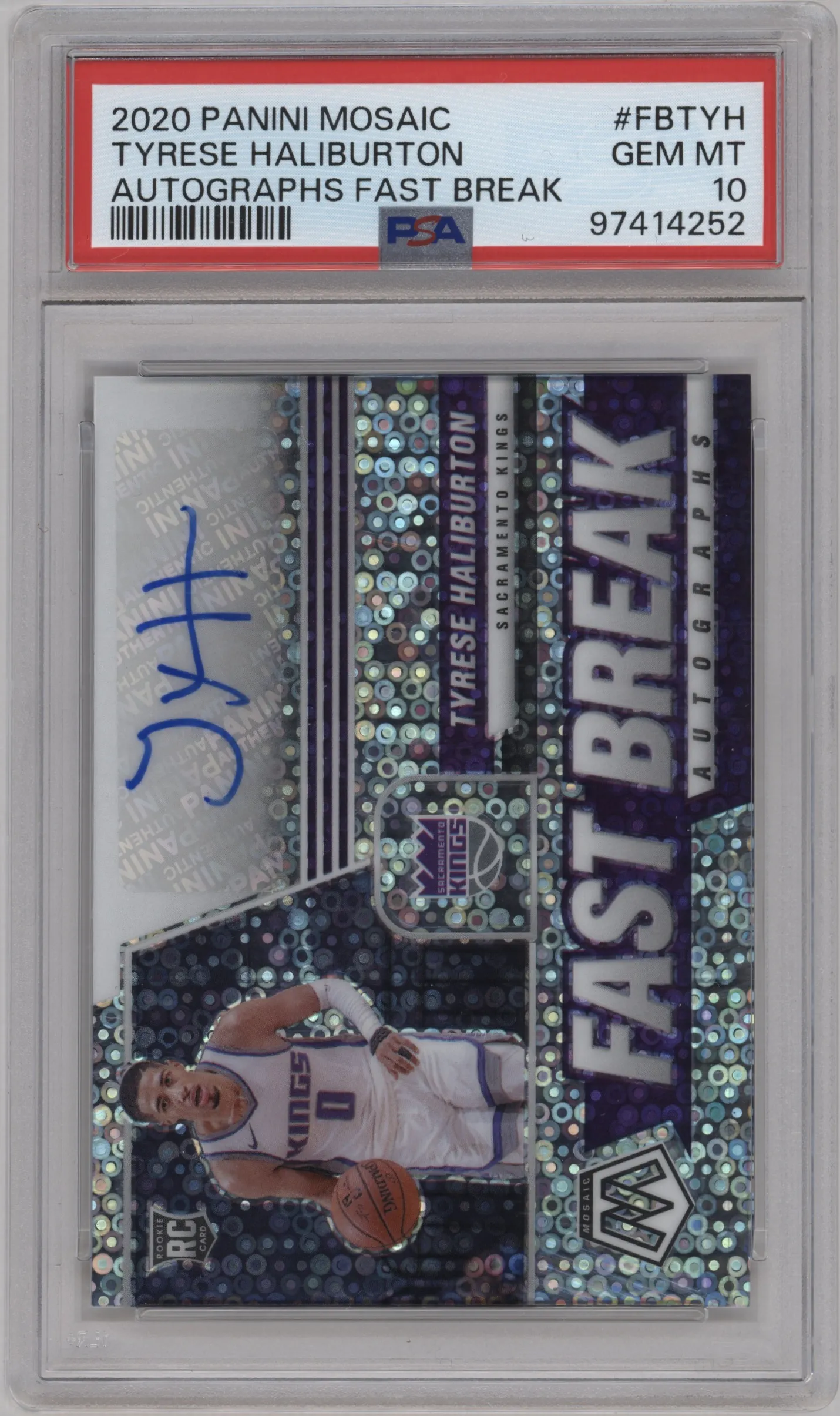2020 Panini Mosaic Fast Break Auto Tyrese Haliburton #FB-TYH PSA 10