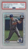 Bobby Witt Jr. from the 2020 Bowman Mega Box Chrome set graded by PSA and given an overall grade of 9.