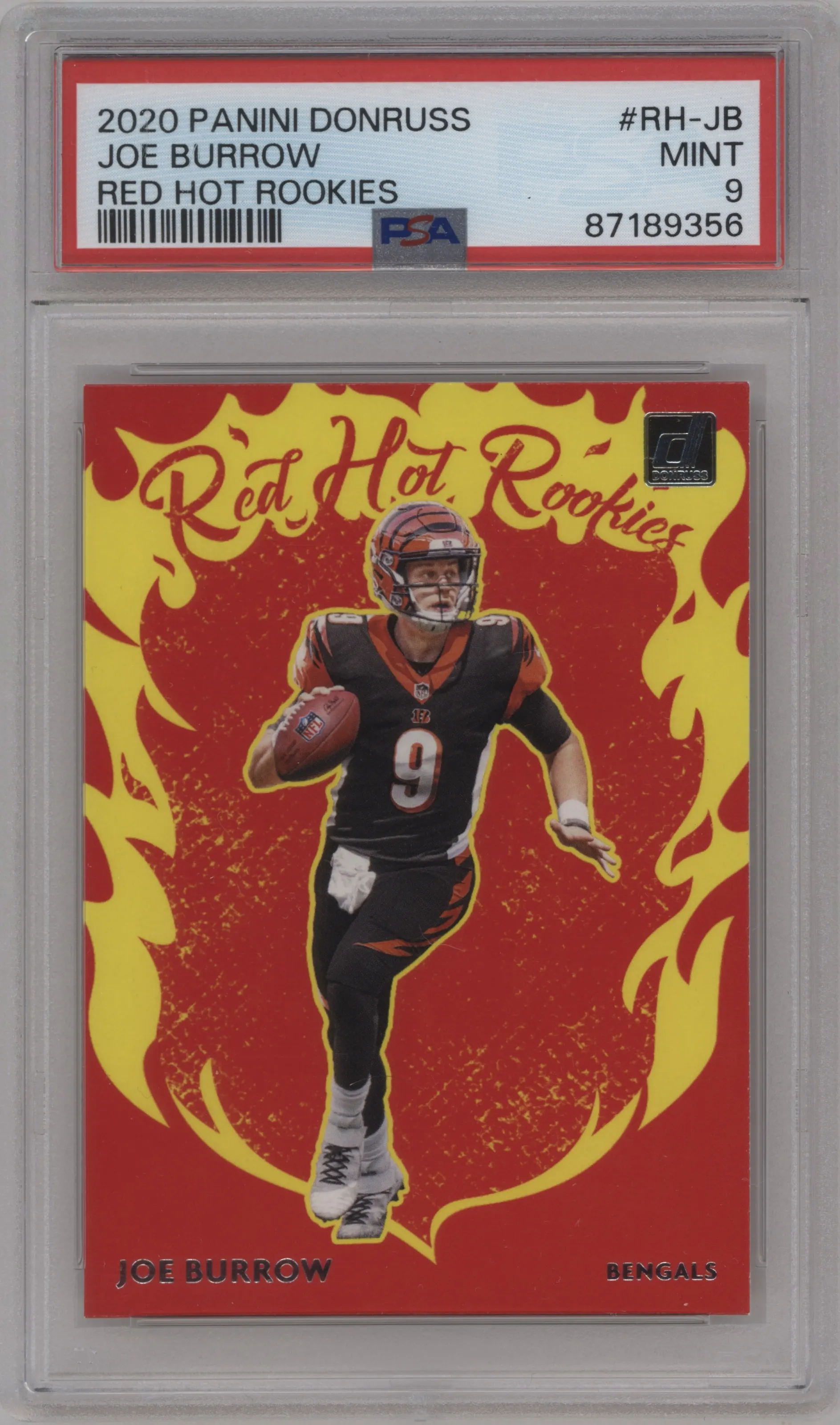 2020 Panini Donruss Red Hot Rookies Joe Burrow PSA 9
