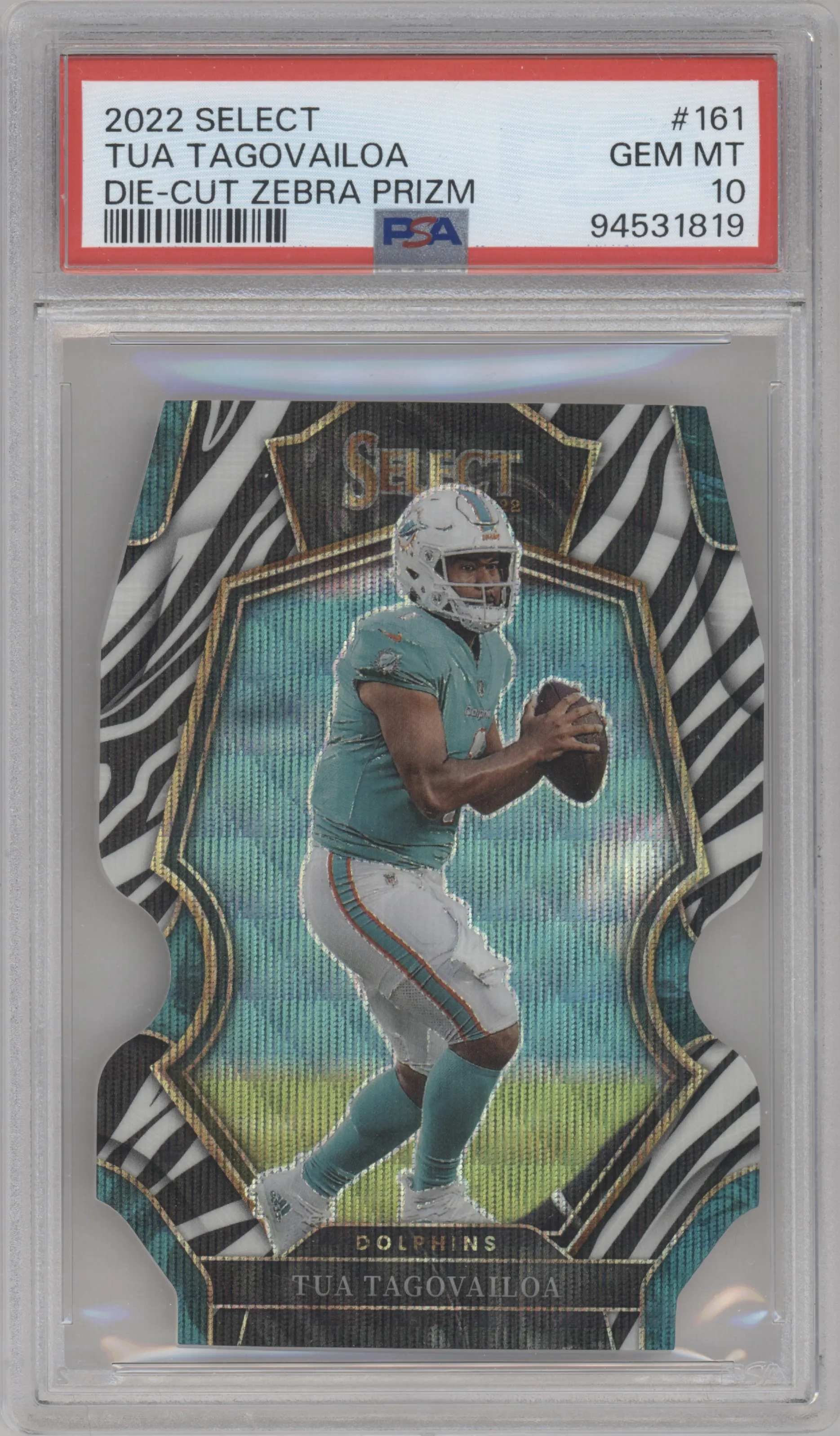 2022 Panini Select Pre.Lvl. Tua Tagovailoa Die-Cut Zebra PSA 10
