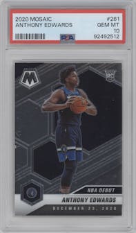 Anthony Edwards from the 2020-21 Panini Mosaic set graded by PSA and given an overall grade of 10.