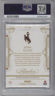 Josh Allen from the 2022 Panini Flawless Collegiate set graded by PSA and given an overall grade of 9.
