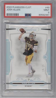 Josh Allen from the 2022 Panini Flawless Collegiate set graded by PSA and given an overall grade of 9.