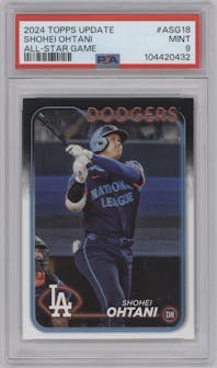 Shohei Ohtani from the 2024 Topps Update set graded by PSA and given an overall grade of 9.