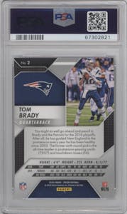 Tom Brady from the 2016 Panini Prizm set graded by PSA and given an overall grade of 10.