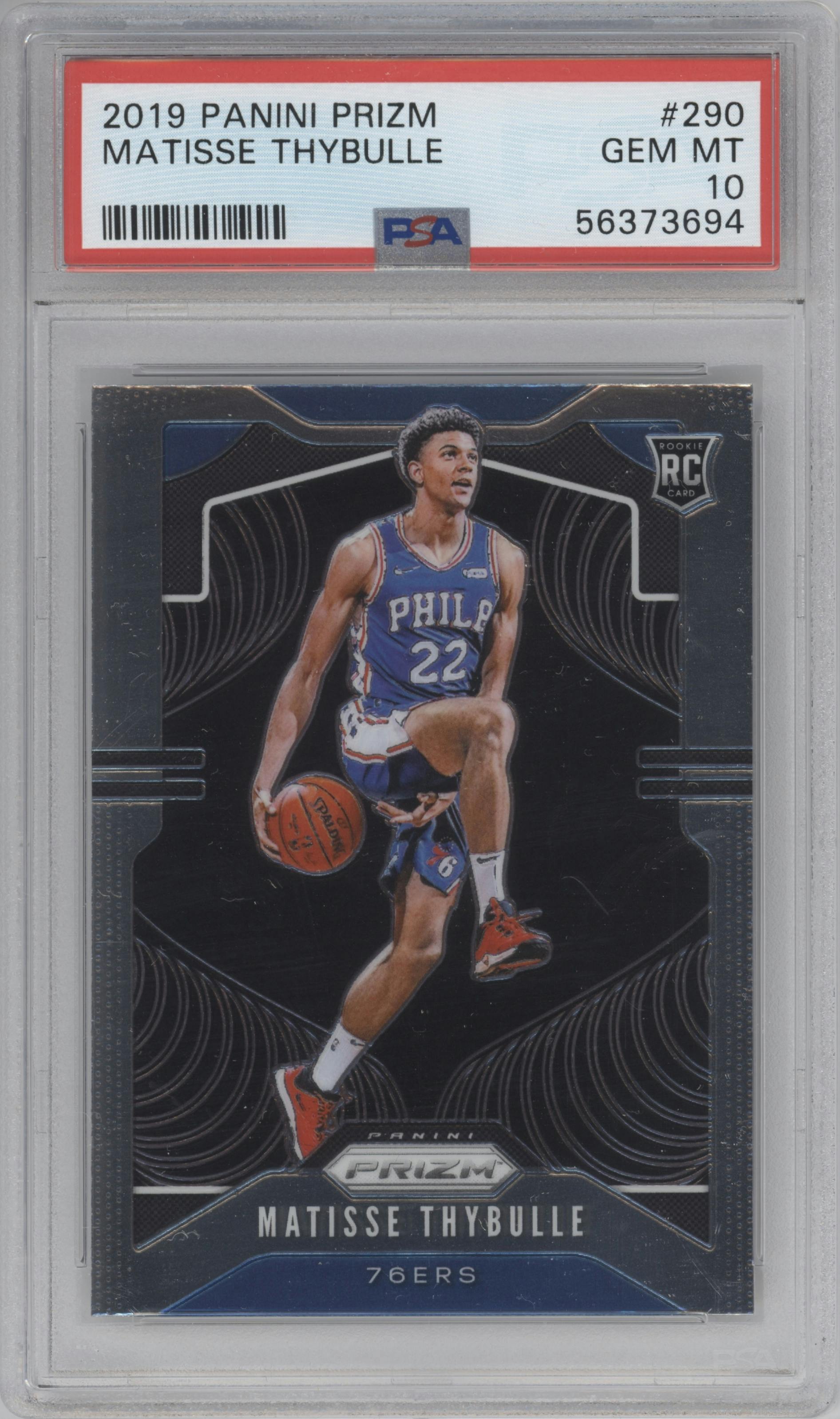 Matisse Thybulle from the 2019-20 Panini Prizm set graded by PSA and given an overall grade of 10.