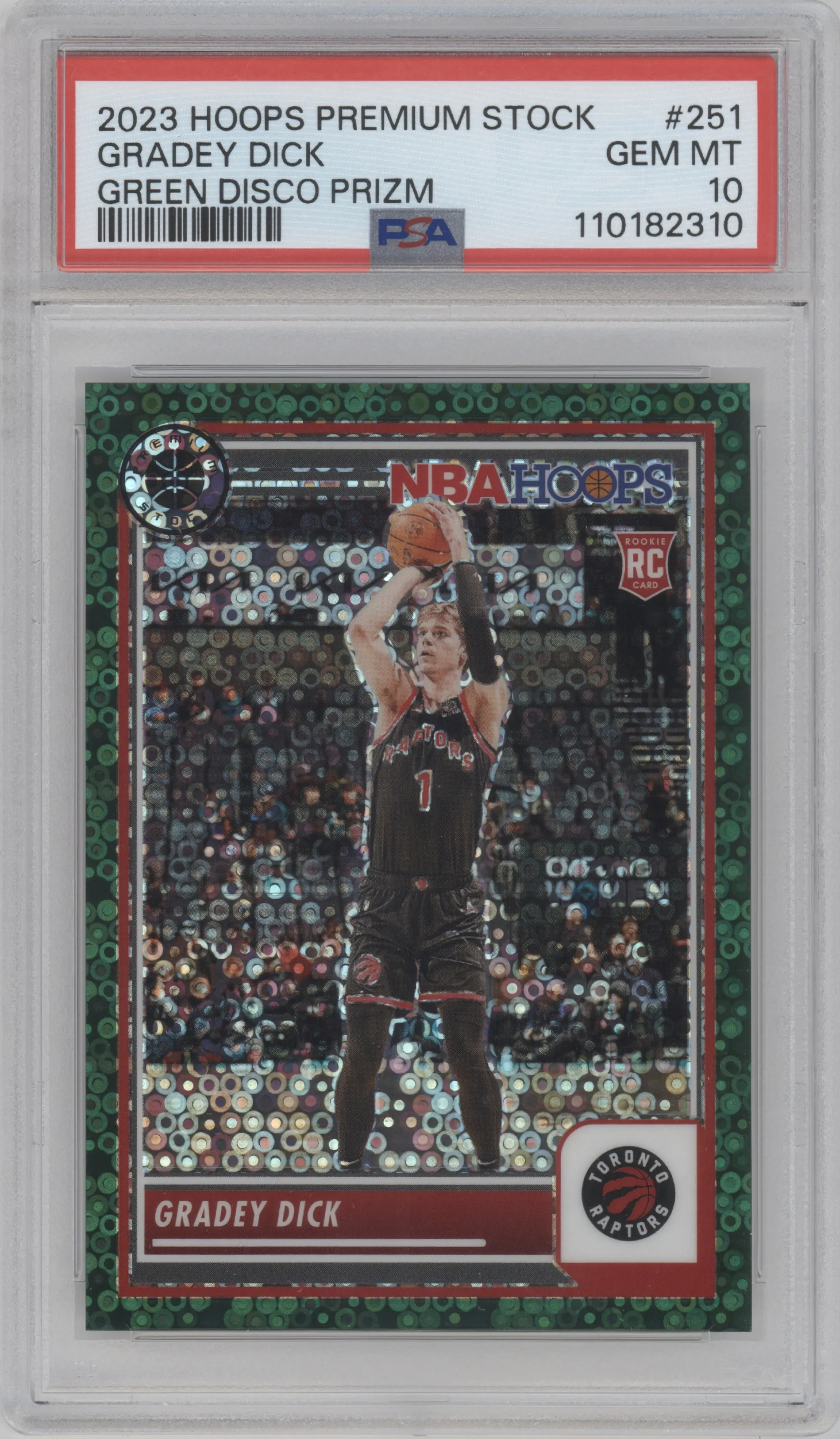 2023 Panini Hoops Premium Stock Gradey Dick Green Disco #251 PSA 10