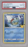 Squirtle from the 2021 Pokemon SWSH set graded by PSA and given an overall grade of 10.