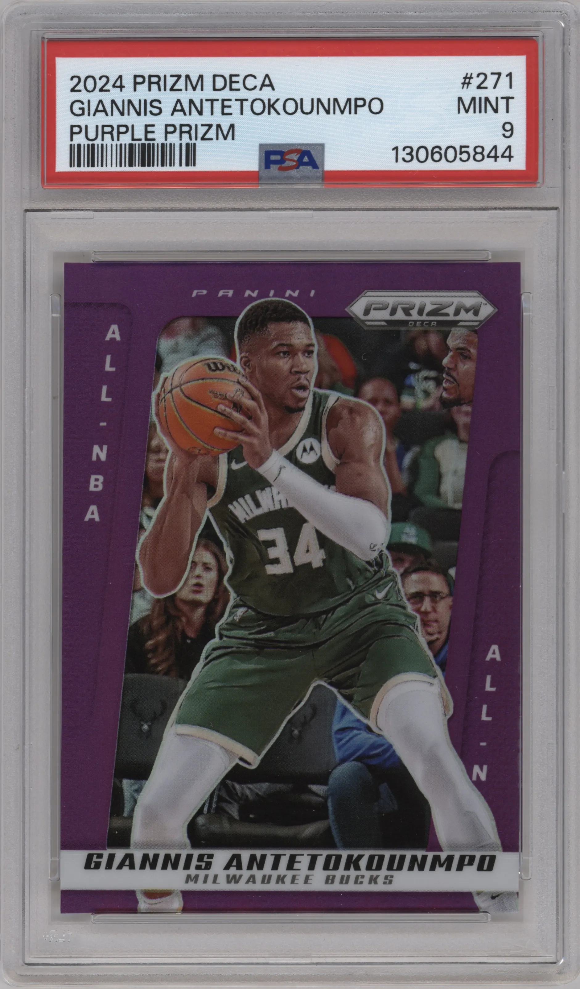 2024 Panini Prizm Deca Giannis Antetokounmpo Purple PSA 9