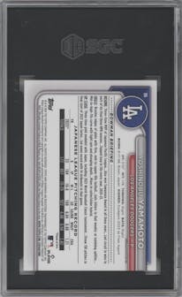 Yoshinobu Yamamoto from the 2024 Bowman set graded by SGC and given an overall grade of 10.