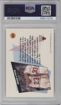 Michael Jordan/Scottie Pippen from the 1991-92 Skybox set graded by PSA and given an overall grade of 10.