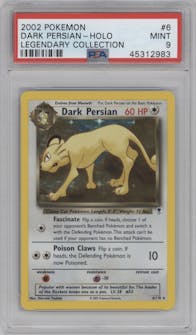 Dark Persian from the 2002 Pokemon  set graded by PSA and given an overall grade of 9.