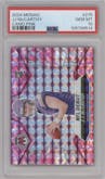 J.J. McCarthy from the 2024 Panini Mosaic set featuring a Pink Camo parallel graded by PSA and given an overall grade of 10.
