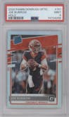 Joe Burrow from the 2020 Panini Donruss Optic set featuring a Holo parallel graded by PSA and given an overall grade of 9.