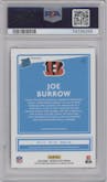 Joe Burrow from the 2020 Panini Donruss Optic set featuring a Holo parallel graded by PSA and given an overall grade of 9.