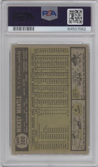 Mickey Mantle from the 1961 Topps set graded by PSA and given an overall grade of 3.