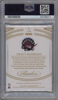 Tracy McGrady from the 2022-23 Panini Flawless set featuring a Bronze parallel graded by PSA and given an overall grade of 10.