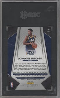 Donovan Mitchell from the 2017-18 Panini Prizm  set featuring a Fast Break  parallel graded by SGC and given an overall grade of 10.