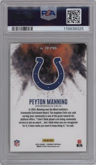 Peyton Manning from the 2024 Panini Phoenix set graded by PSA and given an overall grade of 10.