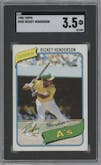 Rickey Henderson from the 1980 Topps set graded by SGC and given an overall grade of 3.5.