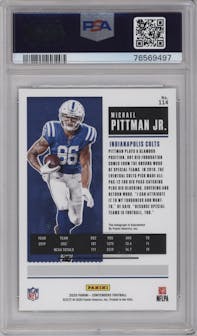 Michael Pittman Jr. from the 2020 Panini Playoff set graded by PSA and given an overall grade of 10.