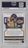LeBron James from the 2021-22 Panini Prizm  set featuring a Silver Prizm parallel graded by PSA and given an overall grade of 10.