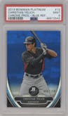 Christian Yelich from the 2013 Bowman Platinum set featuring a Blue Refractor parallel graded by PSA and given an overall grade of 9.